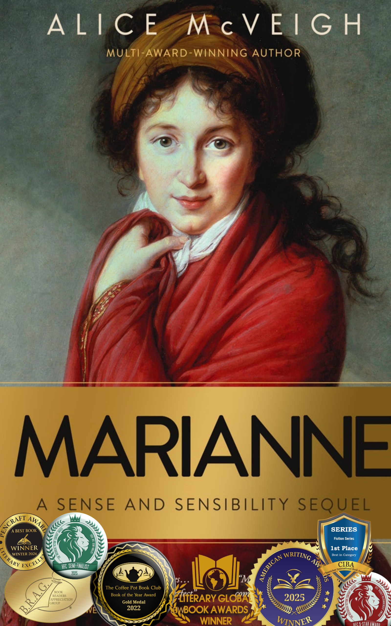 Marianne cover with badges